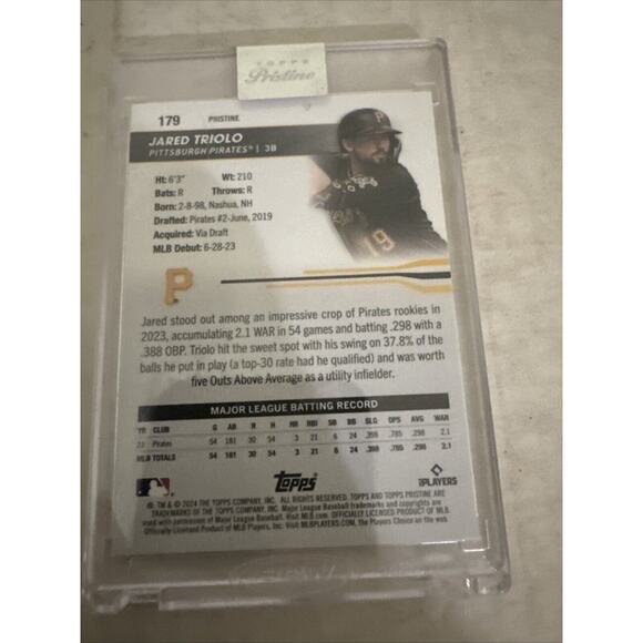 2024 Topps Pristine Jared Triolo RC #179 Gold Refractor /50 PIRATES Encased - Picture 7 of 7